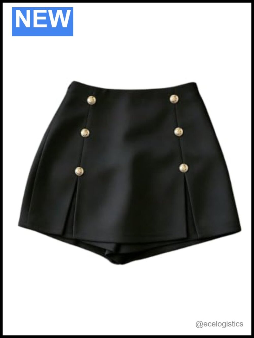 Elegant Button Front High Waisted A Line Mini Skorts with Built In Shorts